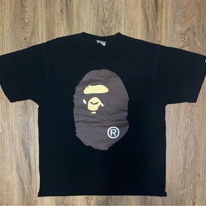 Bape Big Ape Head Tee Shirt Black/Brown Short Sleeve Bathing Ape Men’s Size XL